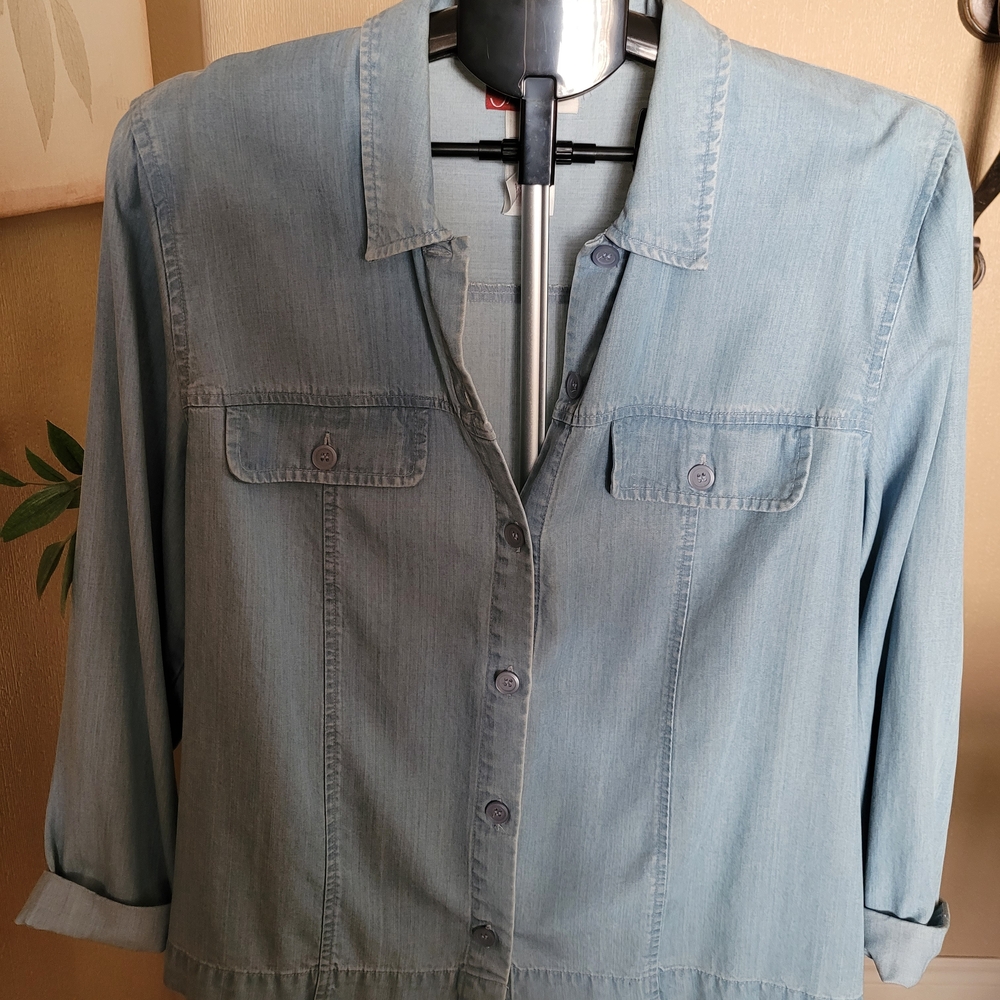 JM Collection Light Blue Denim Look Blazer